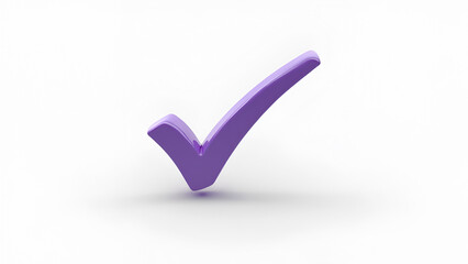 3d purple check icon on a flat background