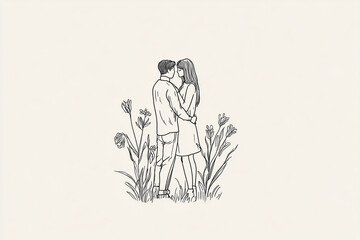 A line illustration of couple generated by AI
