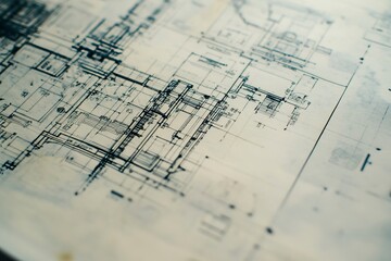 Architectural blueprint featuring intricate details, precise measurements