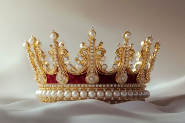 Fototapeta premium a gold and red crown with pearls