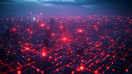 Obraz premium A cityscape with a lot of lights and buildings