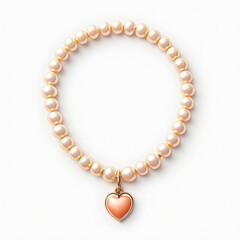 Elegant Pearl Necklace with Heart Pendant

