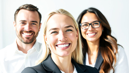 Fototapeta premium diverse team poses with smiles confidence