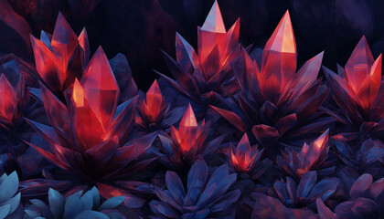 crystalline plants with sharp geometric shapes