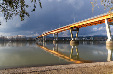 Scenic View of Bridge Over Fraser River in Mission, BC