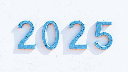 blue 2025 numerals on white textured background