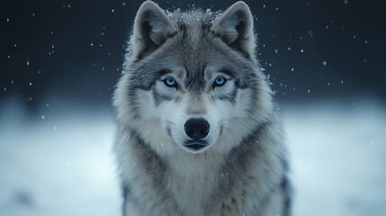 Obraz premium Majestic White Wolf with Striking Blue Eyes