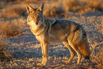 Obraz premium A coyote standing in a meadow