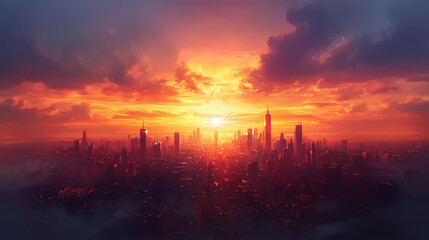 Vibrant Synthwave Cityscape: Neon Anime and Manga Art