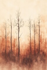 Fototapeta premium Majestic trees stand tall against a soft golden background evoking a sense of tranquility and reflection in nature's embrace