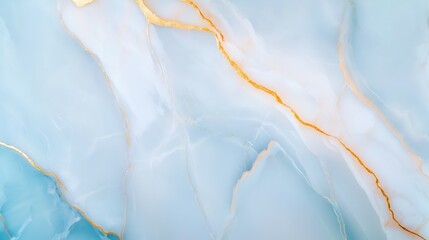 Naklejka premium A serene marble texture featuring soft blue hues and delicate golden veins, creating a luxurious and calming aesthetic.
