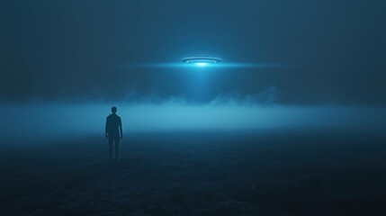 Mysterious Encounter with UFO in Foggy Field at Night