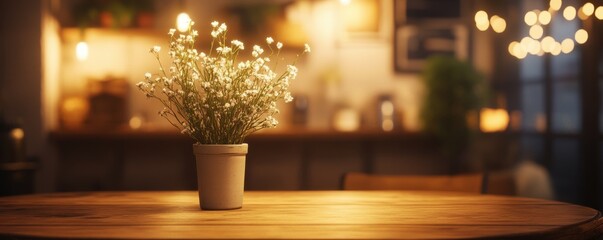 Cozy Winter Table Setting with Soft Bokeh Lights and Warm Decor, Perfect for a Romantic Dinner or Holiday Gathering
