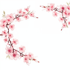 A beautiful arrangement of cherry blossoms in a delicate pink hue framing a blank space