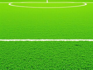 Obraz premium A high definition image of a sport field perfectly suited for wallpaper, showcasing vibrant green grass and white lines, turf