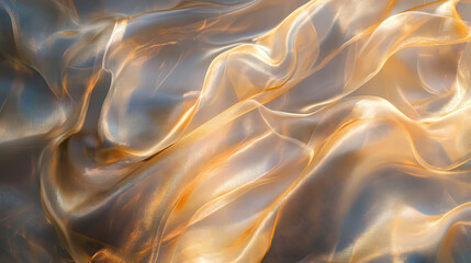 Obraz premium Crystal-clear transparent fabric flowing in the wind high-detail photorealism intricate textures soft light reflections background blur. Photorealism. Illustration