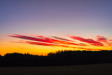 A November morning of rural Toten, Norway.