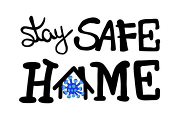 Ilustração Vetorial frase em ingles bem vindo, casa, fique seguro, placas lettering, porta de entrada, comércio