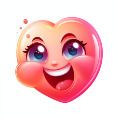 Cartoon heart character with a joyful expression and sparkling eyes, bright and playful atmosphere