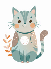 Cheerful Cat in Pastel Colors: Clip Art for All Children's Art Lovers.
