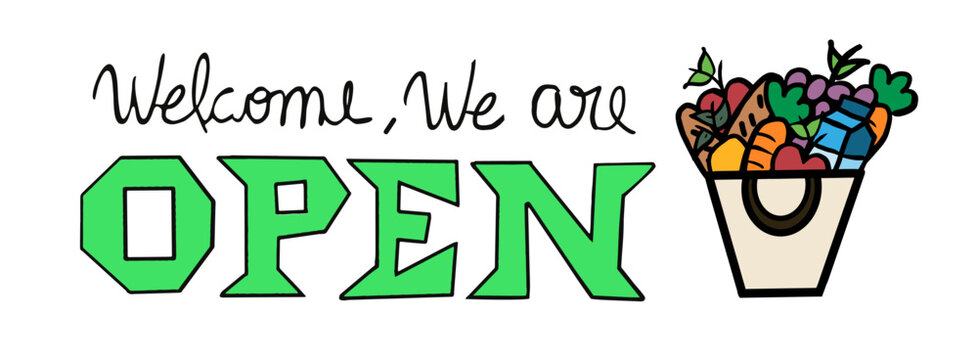 Ilustra&ccedil;&atilde;o Vetorial frase em ingles bem vindo, casa, fique seguro, placas lettering, porta de entrada, com&eacute;rcio