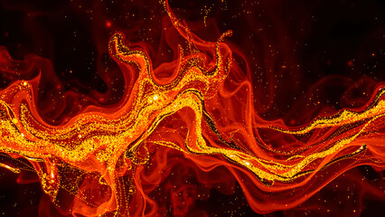 Obraz premium swirling gold red
