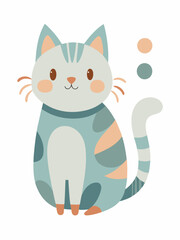 Playful cat in pastel palette: vector work for children's art and designers.
