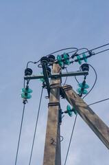 Obraz premium Power poles and power lines. High quality photo