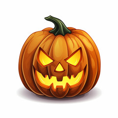 Fototapeta premium A glowing Halloween pumpkin carved with a mischievous grin, ready for spooky celebrations
