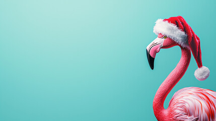 Flamingo in a Santa Hat