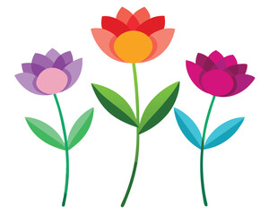 set of flowervector illustration on white background