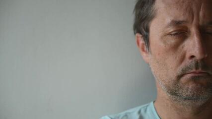 Portrait of solemn pensive mature adult caucasian man, 4K