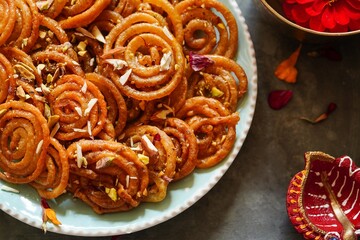 Homemade Cispy Jalebi or Jilebis - Popular Indian Diwali sweets