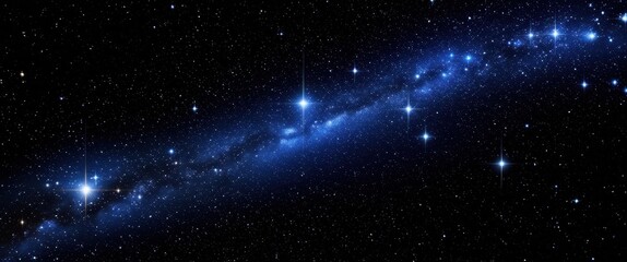 Cosmic starfield, brilliant blue stars, deep space nebula, celestial panorama, glowing stellar clusters, astronomical beauty, vibrant night sky, galactic vista, interstellar depths, ethereal stardust,