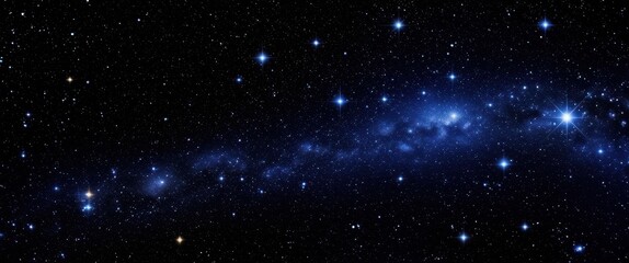 Obraz premium Cosmic starfield, brilliant blue stars, deep space nebula, celestial panorama, glowing stellar clusters, astronomical beauty, vibrant night sky, galactic vista, interstellar depths, ethereal stardust,