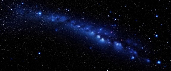 Obraz premium Cosmic starfield, brilliant blue stars, deep space nebula, celestial panorama, glowing stellar clusters, astronomical beauty, vibrant night sky, galactic vista, interstellar depths, ethereal stardust,
