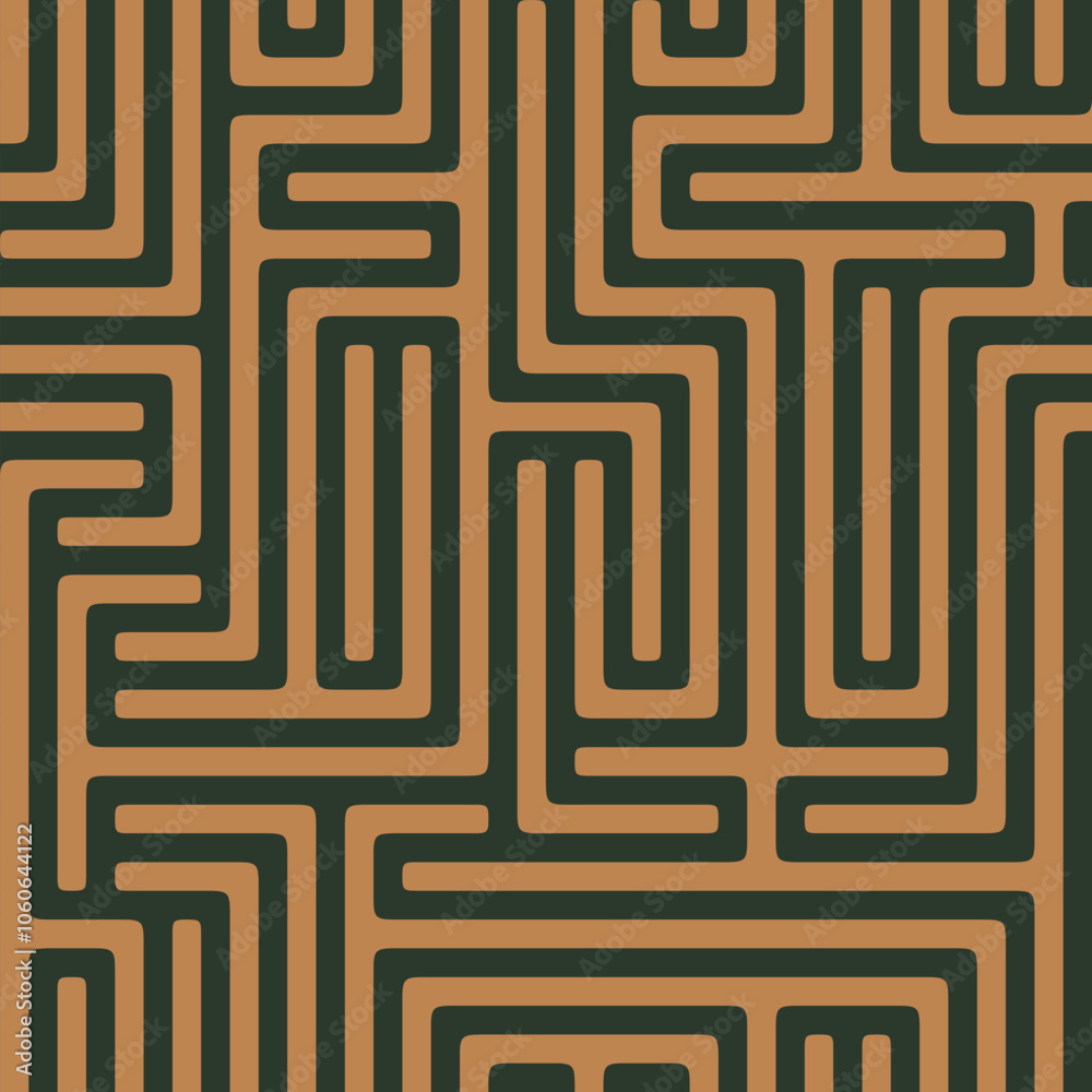 Wall mural Seamless abstract geometric pattern with a maze of interlocking thin lines. Intricate striped design. Trendy modern style. Vector illustration.