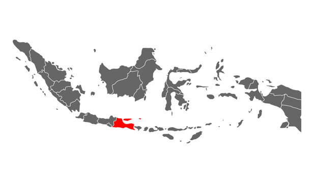 Indonesia detailed East Java map shape, Flat web graphic concept icon symbol vector illustration