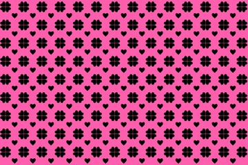 Pink pattern, seamless pattern with hearts and flowers, seamless pattern, black background, black pink background, pattern, leaf, hearts, pink and black, pink background, wall, fabric