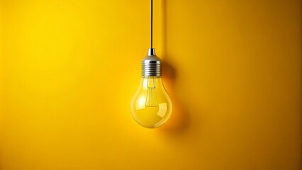 Minimalist Light Bulb on Vibrant Yellow Background - Modern Design, Creative Concept, Brightness Symbol, Energy Ideas, Simple Aesthetic