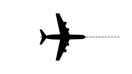airplane on runway, black isolated silhouette
