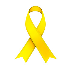 Yellow ribbon over a transparent background. Symbol of bladder cancer, endometriosis, and suicide prevention