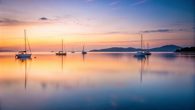 Minimalist Long Exposure Photography of the French Riviera Near St Tropez, Capturing Serene Coastal Vistas, Tranquil Waters, and Soft Pastel Skies at Twilight