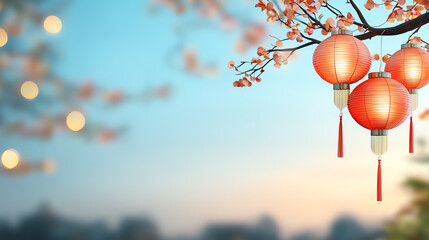 Obraz premium Lanterns illuminating a vibrant night festival a celebration of culture and light