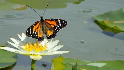 flowers water lily butterfly frog duck pond animal green amphibian leaf aquatic natural environment habitat sitting surface relaxation calm peaceful plant wildlife fauna foliage beauty vibrant colour