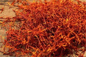 Organic Pure Saffron , saffron spice, texture, macro photo