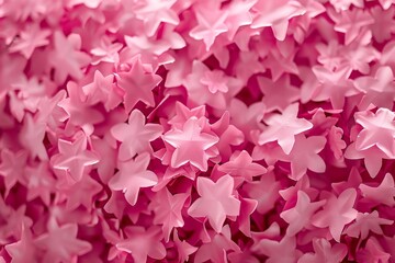 Festive pink stars confetti scattered on vibrant background ideal for celebrations and events. dynamic illustration. star pattern wallpaper. Abstract textured backdrop for digital projects