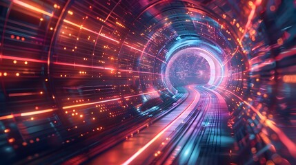 Radiant Electronic Pathways Expansive Futuristic Void and CGI Render