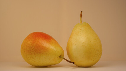 Whole pears close-up on a white background.