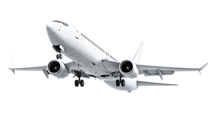 Side view of a passenger airplane in white